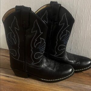 Masterson Leather Black Kids Cowboy Boots